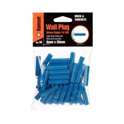 Ramset Wall Plug M8 35mm Blue 50 Pack