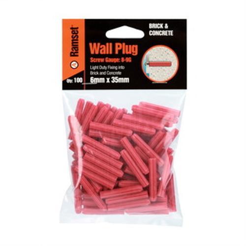 Wall Plug M6 35mm Red 100 Pack - Ramset