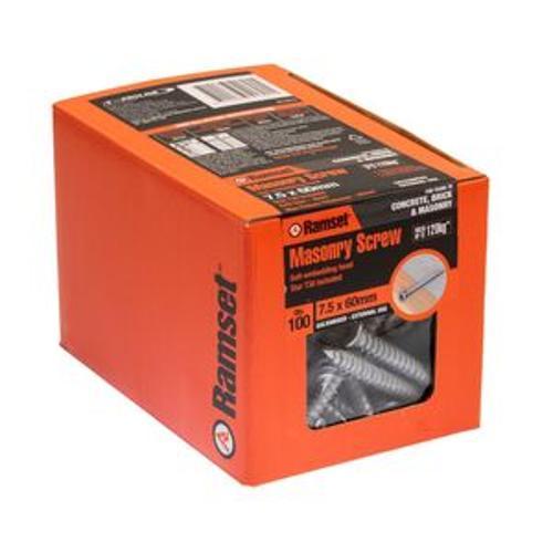 Masonry Concrete Screw Countersink Head Galvanised M7.5 - Ramset 60mm 100 Pack