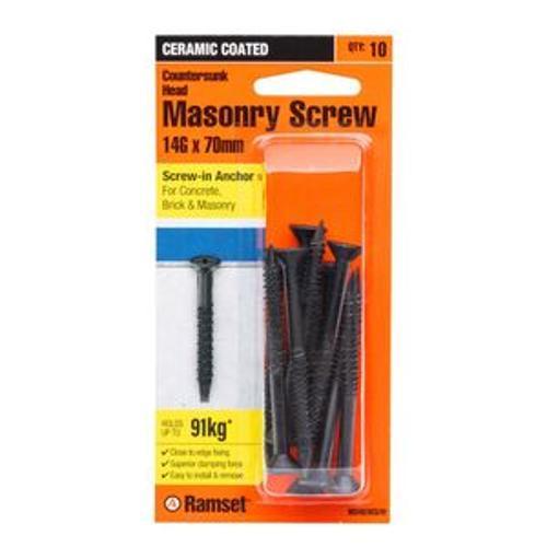 Masonry Ankascrew 14G 70mm Countersunk Black - Ramset