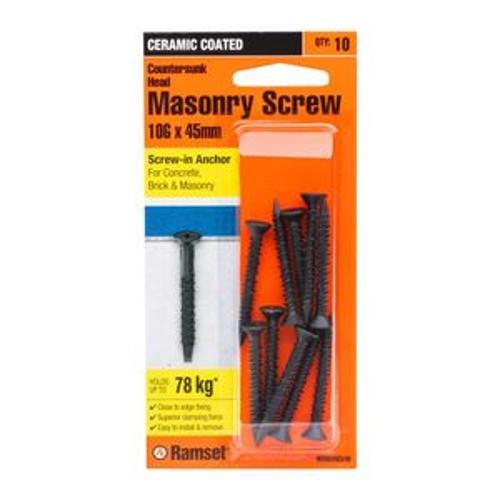 Masonry AnkaScrew 10g x 45mm Countersunk Black 10 Pack - Ramset