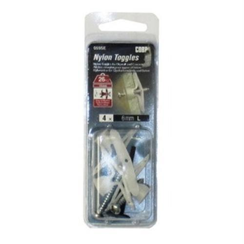 6 x 46mm Nylon Long Drywall Toggle 4 Pack - COBRA