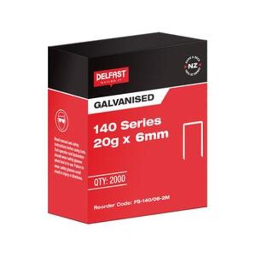 Staples 140 Series 6mm Galvanised 2000 Box FS-140/06-2M - Delfast