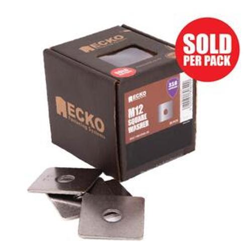 Square Washer SS Stainless Steel T316 grade M12 - Ecko 50mm sold as per a 25 box