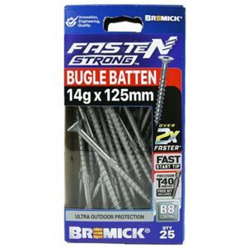 Fasten Strong Bugle Head Batten Screw B8 coated T40 inc. Driver Bit 14g 125m
