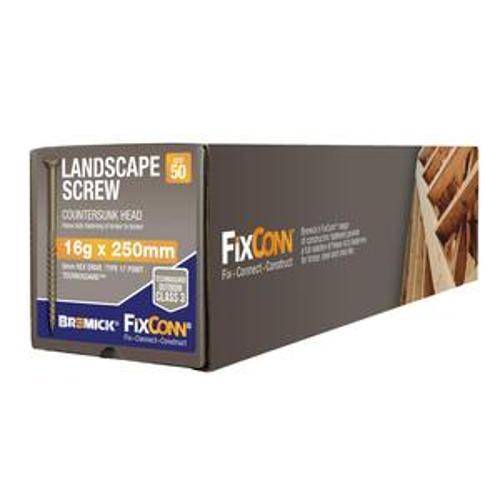 Landscape Screw 14g x 250mm Countersunk Internal Hex Drive Technoguard Coated 50