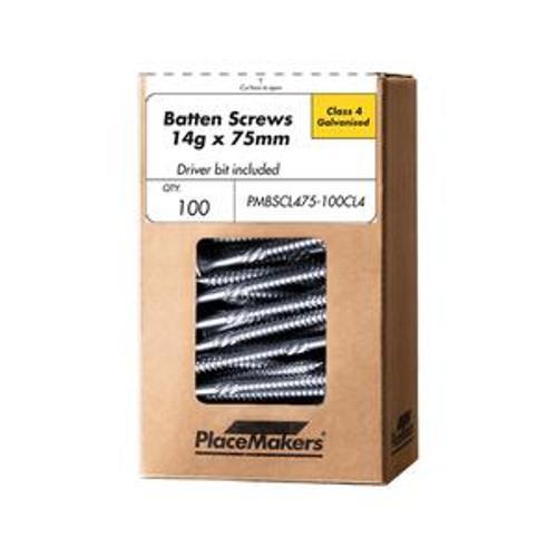 Batten Screw Bugle Head Hex Drive incl. driver bit Class 4 Galvanised 14g 75mm