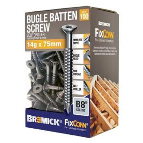 FixConn 14g x 75mm Bugle Head Self Drilling Metal Batten Screw B8 Coated 100
