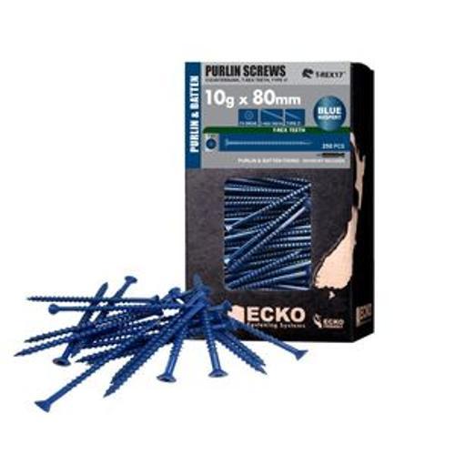 T-REX17 Purlin Screw - Ecko 10g 80mm Countersunk Blue 250 Pack