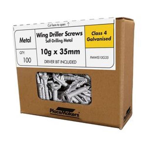 Countersink Wing SDS Self Drilling Screw Galv CL4 T20 10g 35mm 100 Pack