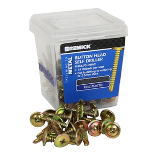 Bremick Self Drilling Screw Button Head Phillips Drive Zinc Yellow 8g x 16mm Zy