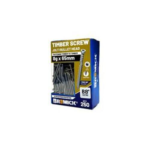 Timber Screw Jolt Bullet Head B8 T15 - Bremick 8G 65mm 250 Box