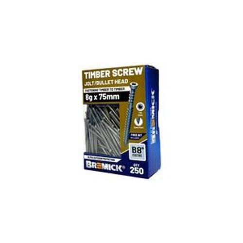 Timber Screw Jolt Bullet Head B8 T15 - Bremick 8G 75mm 250 Box