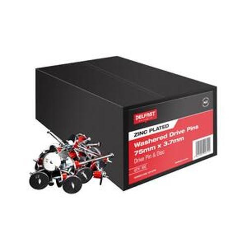 Washered Drive Pin 75 x - Delfast 3.7mm Low Velocity 100 Pack 100 Box FDP-875W
