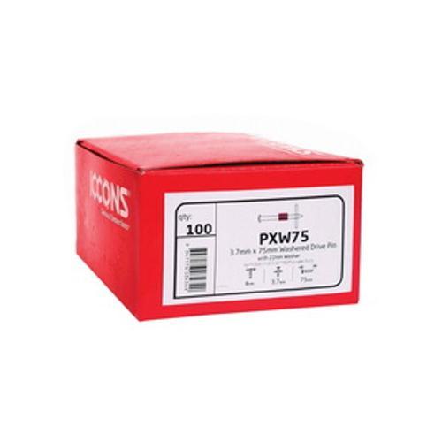 3.7 x 75mm Low Velocity Washered Drive Pin Galvanised 100 Pack - SESTO