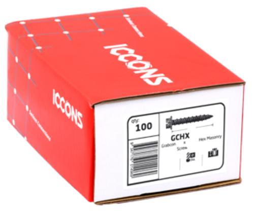 Grabcon Countersink Masonry Screw 6.5 x - ICCONS 58mm Galvanised 100 Pack