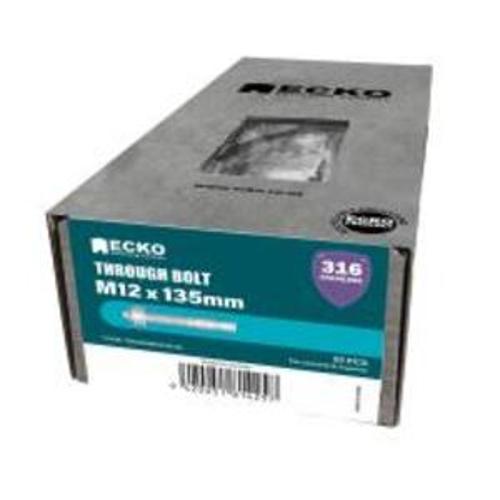 Through Bolt SS316 M12 x 135mm Each