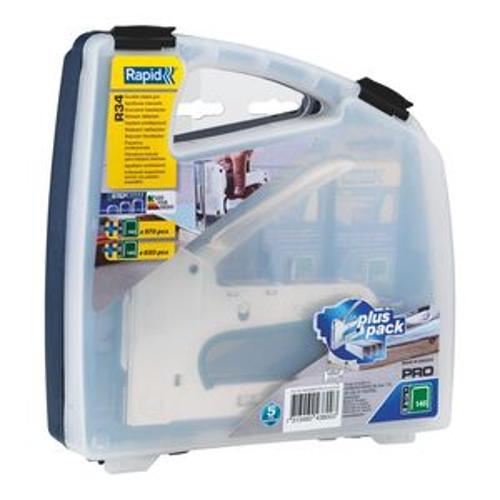 R34 Heavy Duty Tacker With Case and - RAPID 6mm 10mm Staples