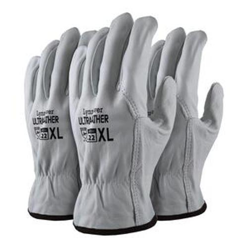 UltraLeather Contactor Rigger Leather Work Gloves 3 Pack Small - Lynn River