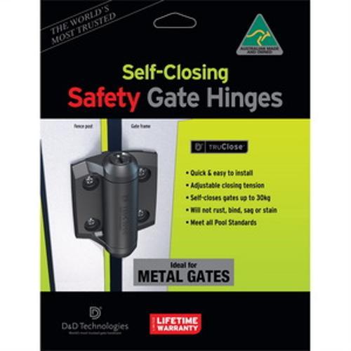 Truclose Self-Closing Pool Metal Gate Hinge 97 x - D&D 64mm Black