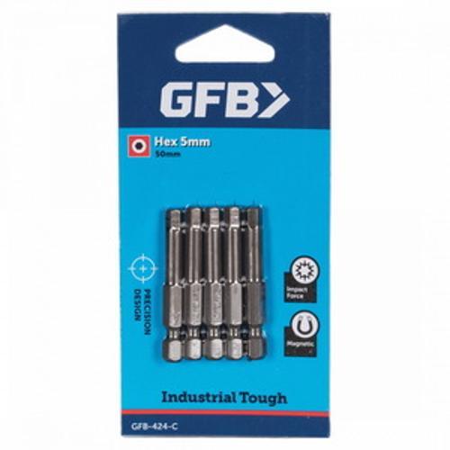 Hex Screwdriver Bit 5 x 50mm 5 Pack