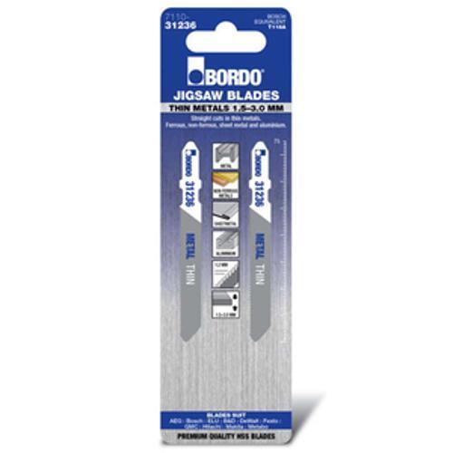 T-Shank Jig Saw Blade For Fibre Cement Sheet up to 1.5-3mm 2 Pack - Bordo