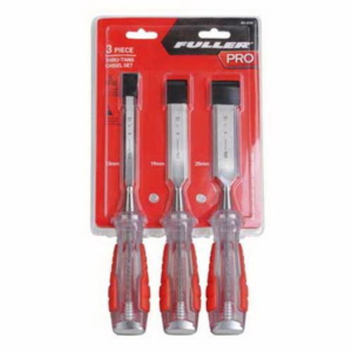 Pro 3 Piece Thru-Tang Chisel Set Red & Silver 301-2133 - Fuller