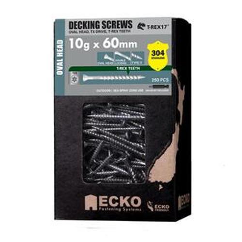 Decking Screw Oval Head SST304 T17 - Ecko 10G 75mm 250Pkt