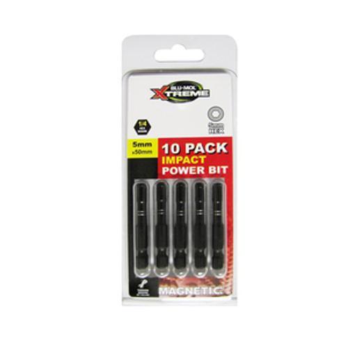 Xtreme Hex 5 x 50mm Impact Power Bit 10 Pack - Blu-Mol
