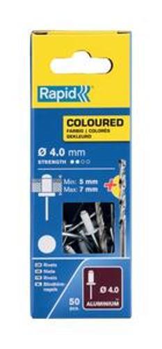 Rapid Rivet White Aluminium 4.0 10mm and Drill 50 Pack