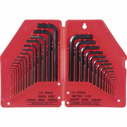 Chrome Vanadium Black/Red 30-Piece Professional Sae/Metric Hex Key Set - Fuller