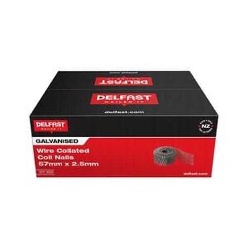 Gasless Coil Nail 57 x - Delfast 2.5mm Ring Galvanised 9000 Box FN-AC57R250G