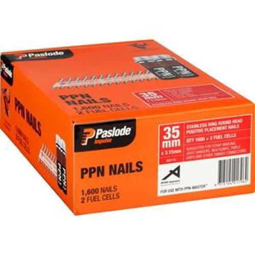 Paslode Impulse Stainless Steel PPN Ring R-Head Nail 35 x 3.15mm 1600 Pce