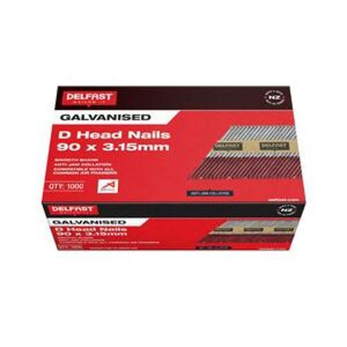 Gasless D-Head Nail - Delfast 90mm Galvanised 1000 Box FN-JDN90G-1000