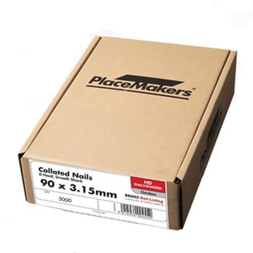 Collated Nails D-Head 90mm Gasless (no fuel) Galvanised nails 3000 Pack
