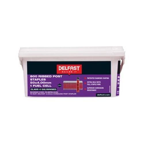 Ribbed Post Staples Galvanised 50 x - Delfast 4.0mm 800 Box