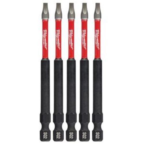 Shockwave Power Bit Square Recess No.2 - Milwaukee 89mm (3 1/2 Inch) 5 Pack