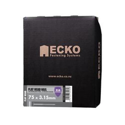 Nail Stainless Steel T316 Flat Head Annular Grooved 75 x - Ecko 3.15mm 5kg