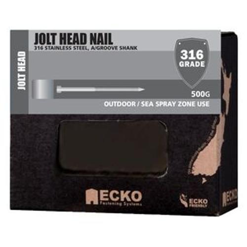 Nail Stainless Steel T316 Jolt Head Annular Grooved 100 x - Ecko 4.00mm 500g