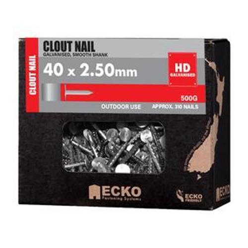 Nail Galvanised Clout Smooth 40 x - Ecko 2.50mm 500g
