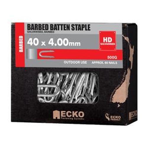 Staple Galvanised Barbed - Ecko 40mm x 4.00mm 500g