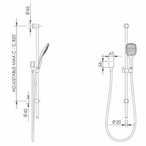 Sol Slide Shower Chrome - Adesso