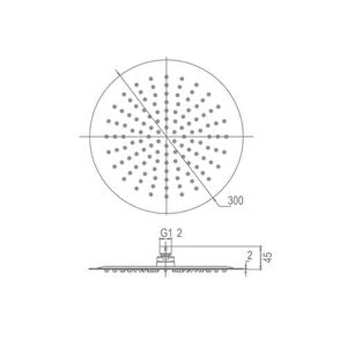 Rain Shower And Ceiling Arm Brushed Gold - Pioneer