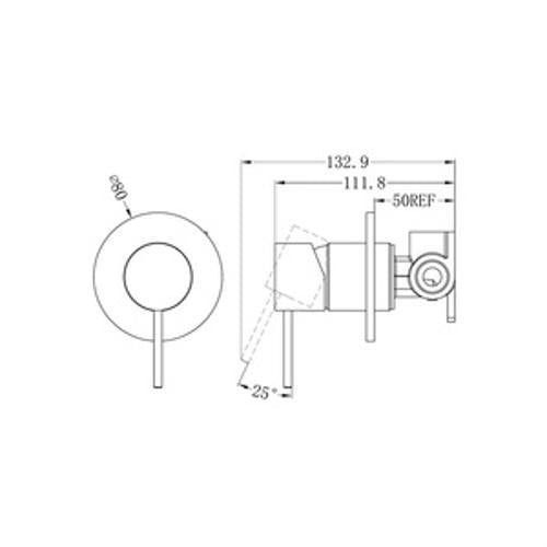 Mecca Shower Mixer 80mm Plate Brushed Gold - Nero