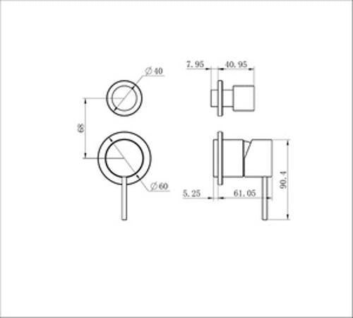 Mecca Shower Mixer With Diverter Separate Back Plate Trim Kit Brushed Gold