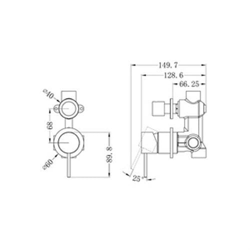 Mecca Shower Mixer With Diverter Separate Back Plate Matte White - Nero