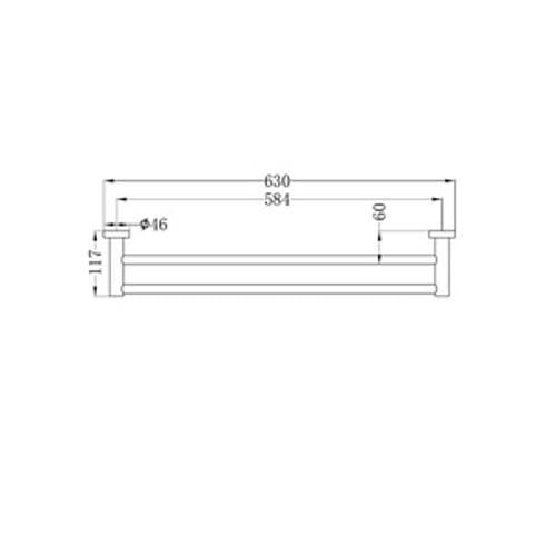 Mecca Double Towel Rail - Nero 600mm Brushed Bronze