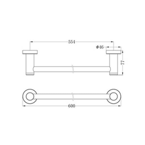 Classic Single Towel Rail - Nero 600mm Brushed Nickel