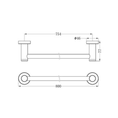 Classic Single Towel Rail - Nero 800mm Brushed Nickel