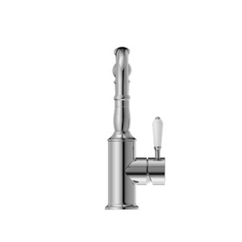 York Basin Mixer Chrome With White Porcelain Lever - Nero